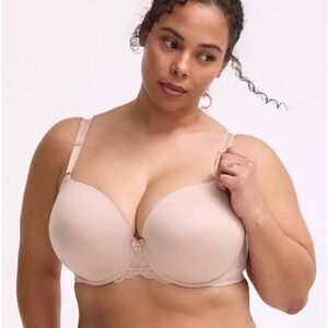Torrid Beige Perfect Coverage Push-Up Smooth Lace-Trim Bra Size 40B